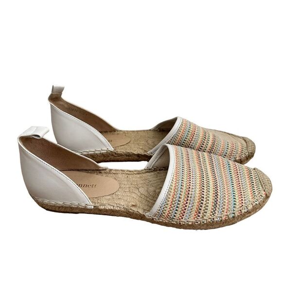 LK Bennett Tan and White Woven Multicolored Flat Espadrilles Size 39 - Picture 2 of 7